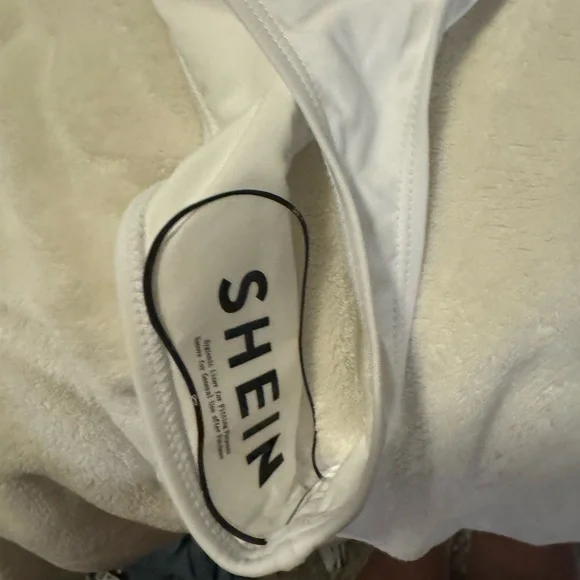 White Strapless Swimsuit with Gold Accent - Picture 10 of 10